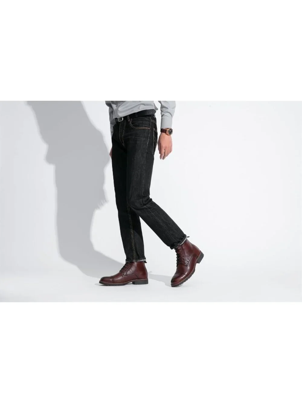 Men's Wine Red Boot Motorcycle Casual Boots for Men Zipper Fashion Chukka Boot